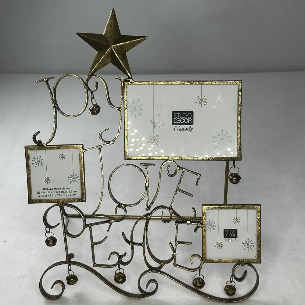 Studio Décor Joy Love Peace tabletop photo frame Christmas‎ Holiday Decor Accent
